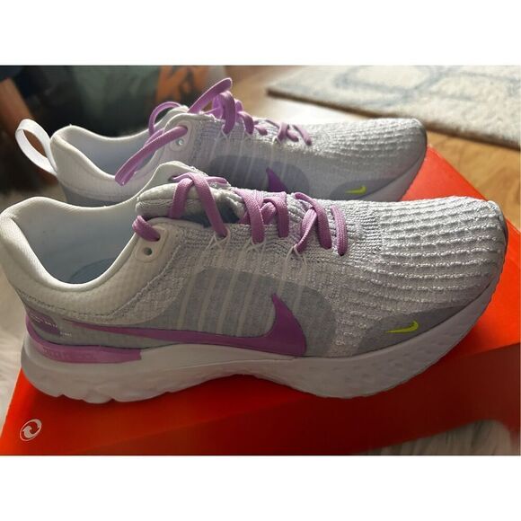 Nike Wmns React Infinity Run FK 3 White Purple Size 7.5 Women Running DZ3016-100 - Picture 5 of 6